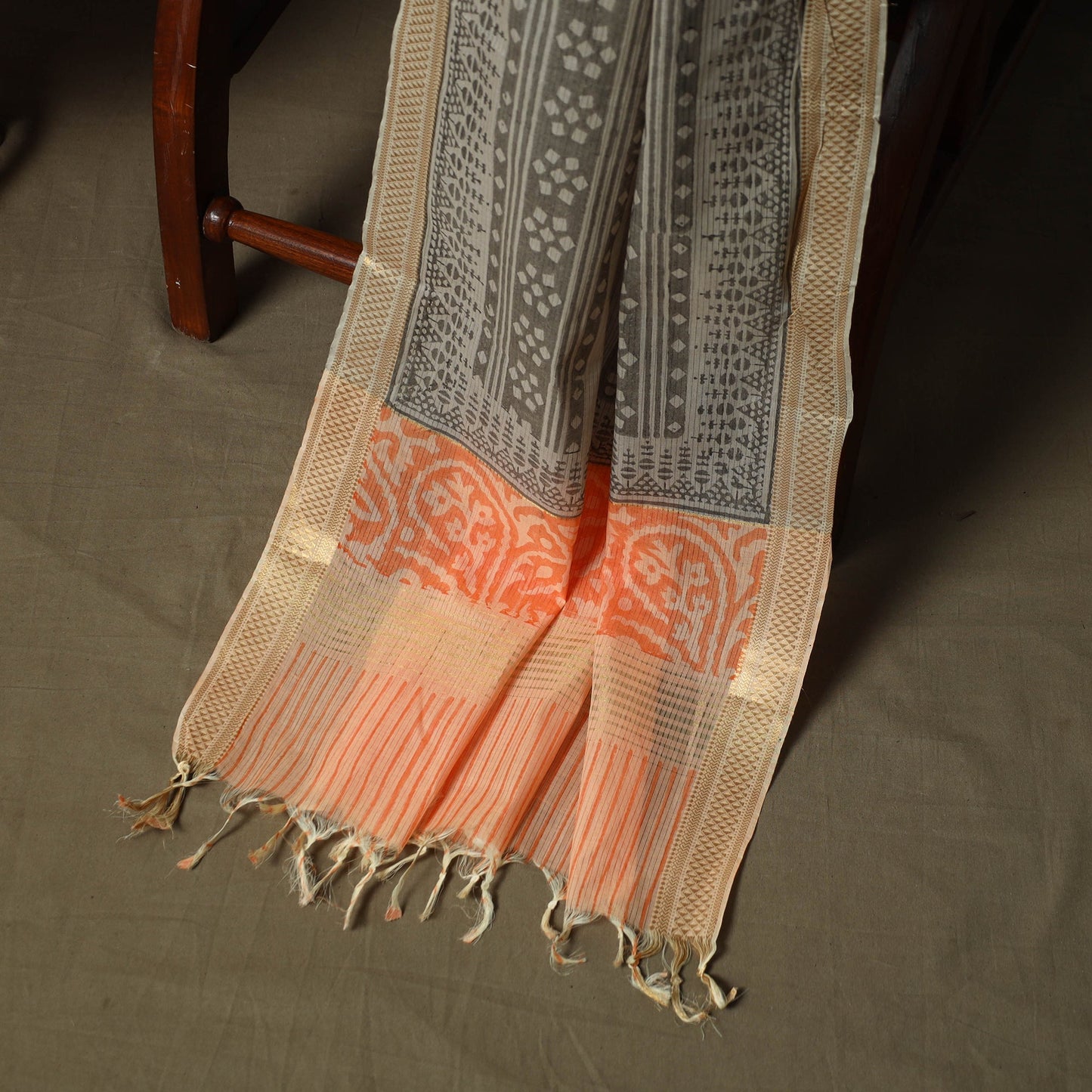 Hand block print mangalagiri cotton 3pc unstitched dress