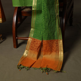 Hand block print mangalagiri cotton 3pc unstitched dress