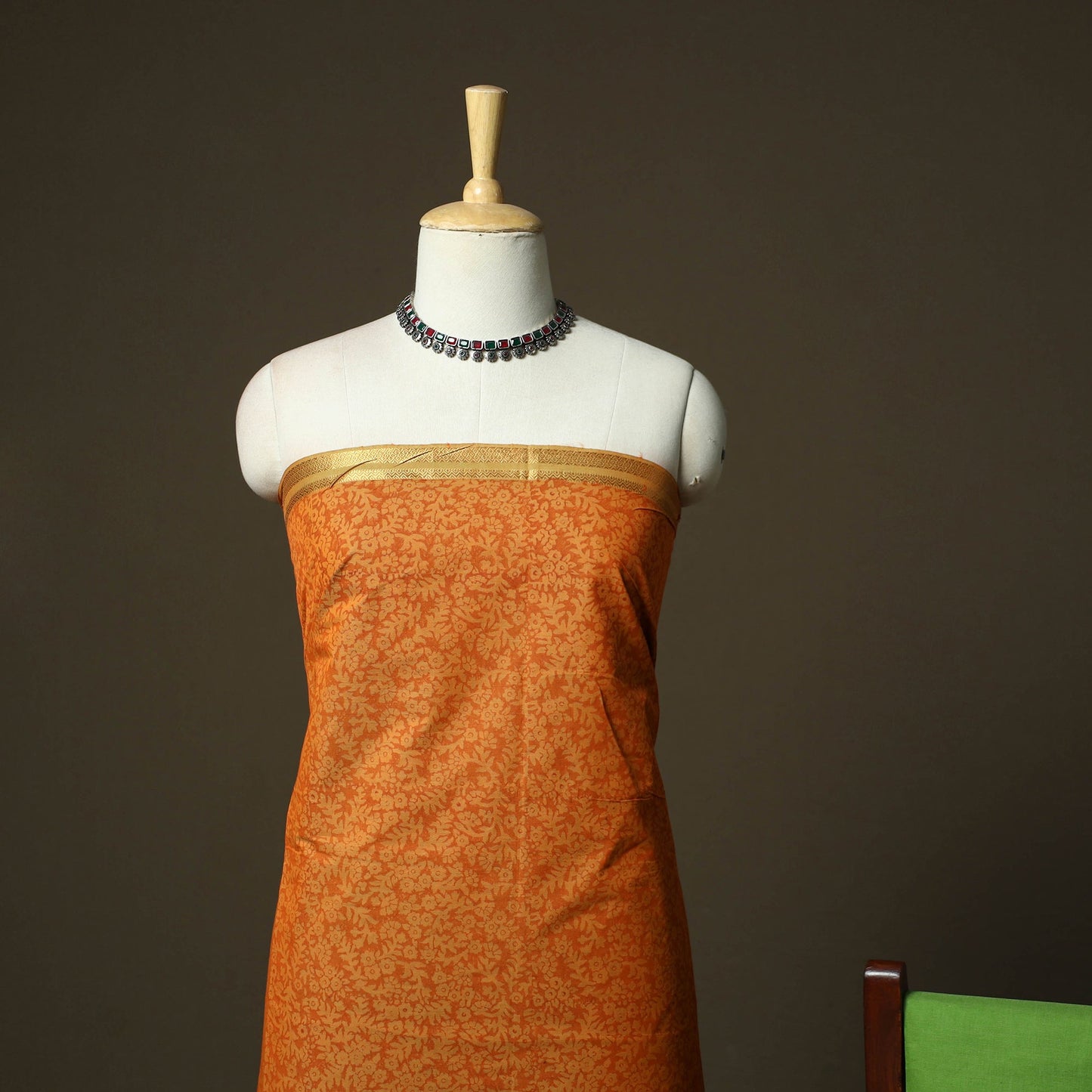 Hand block print mangalagiri cotton 3pc unstitched dress