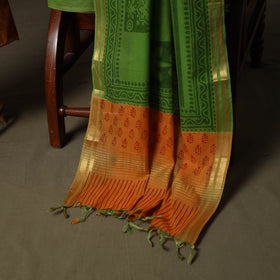 Hand block print mangalagiri cotton 3pc unstitched dress