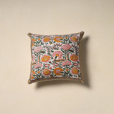 Hand sanganeri floral cushion cover 17 - handcrafted