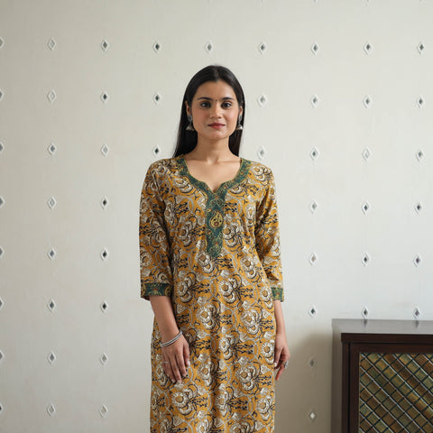 Buy Hand Block Printed Cotton Straight Bagru Kurta