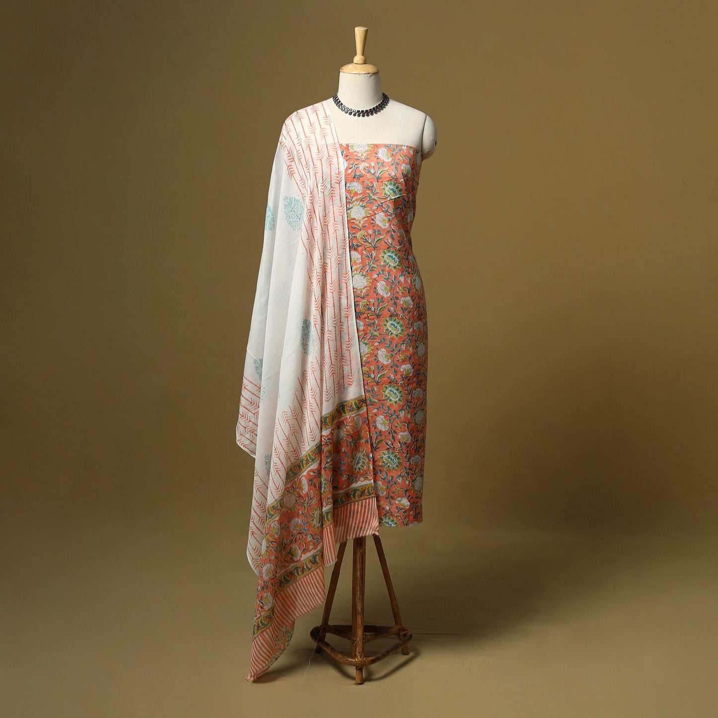 Hand sanganeri cotton 3pc unstitched dress material 07