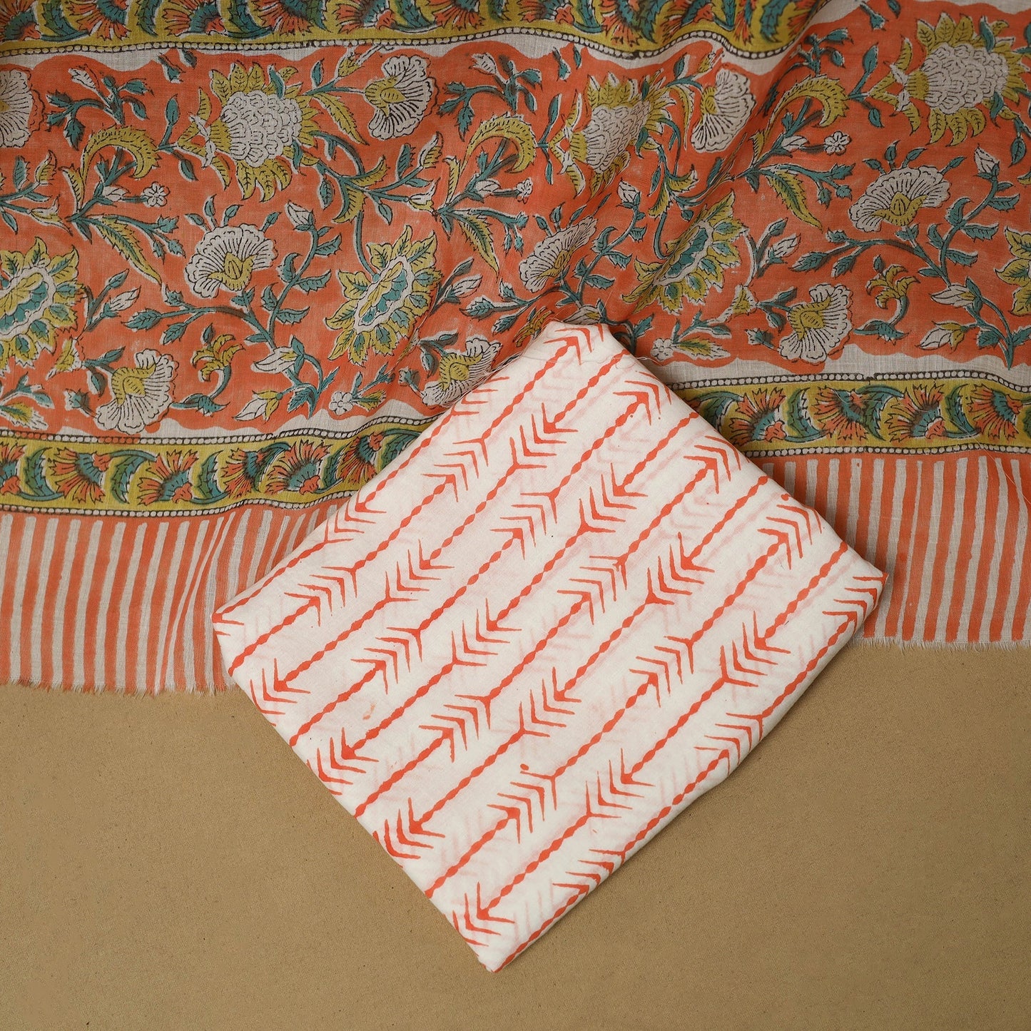 Hand sanganeri cotton 3pc unstitched dress material 07