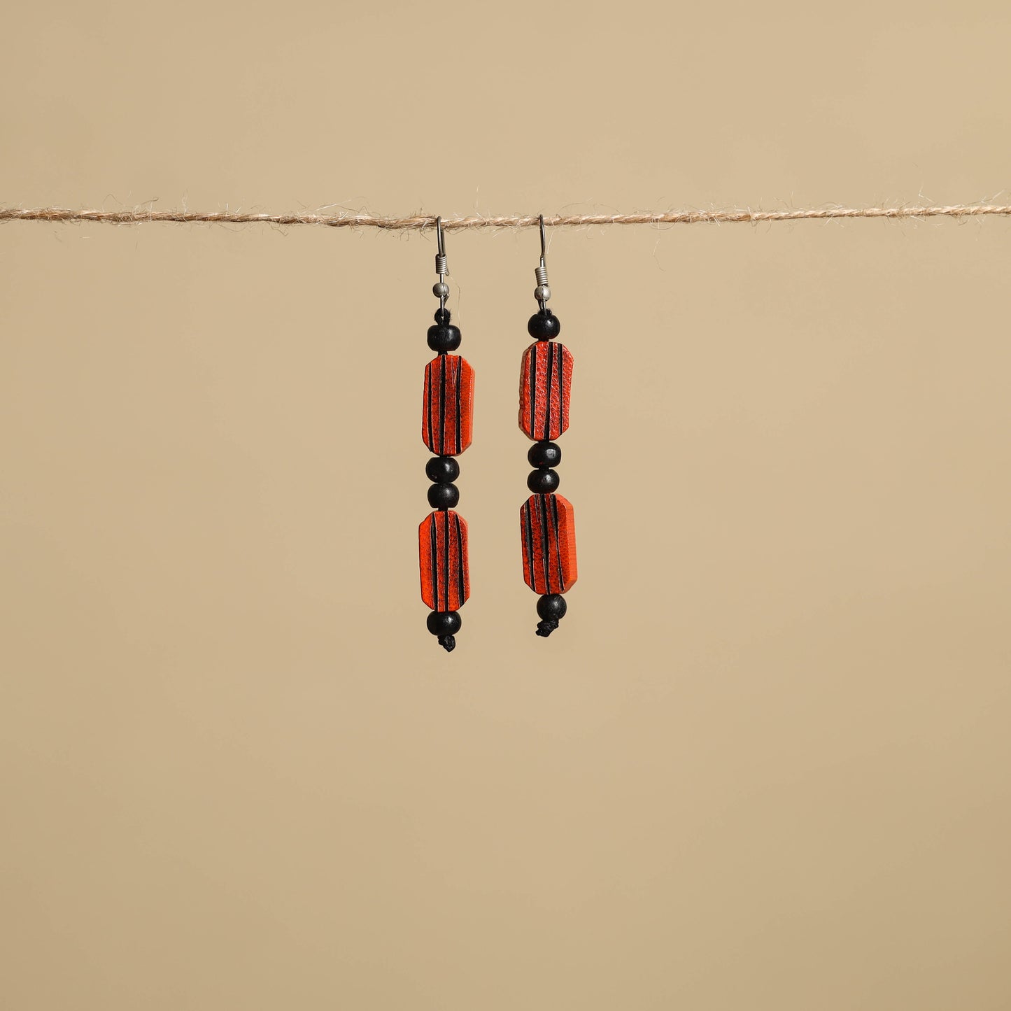 Hand Carved Bamboo Wooden Earrings