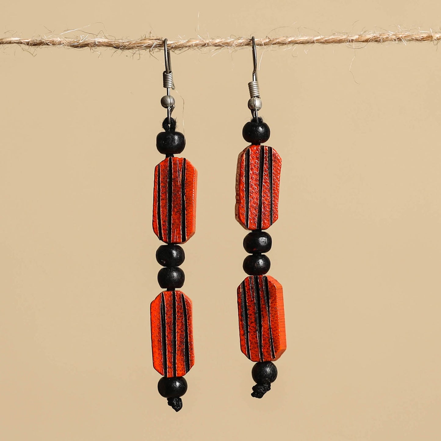 Hand Carved Bamboo Wooden Earrings