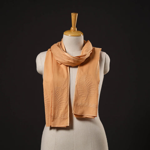 Orange - hand embroidered lucknow chikankari cotton stole