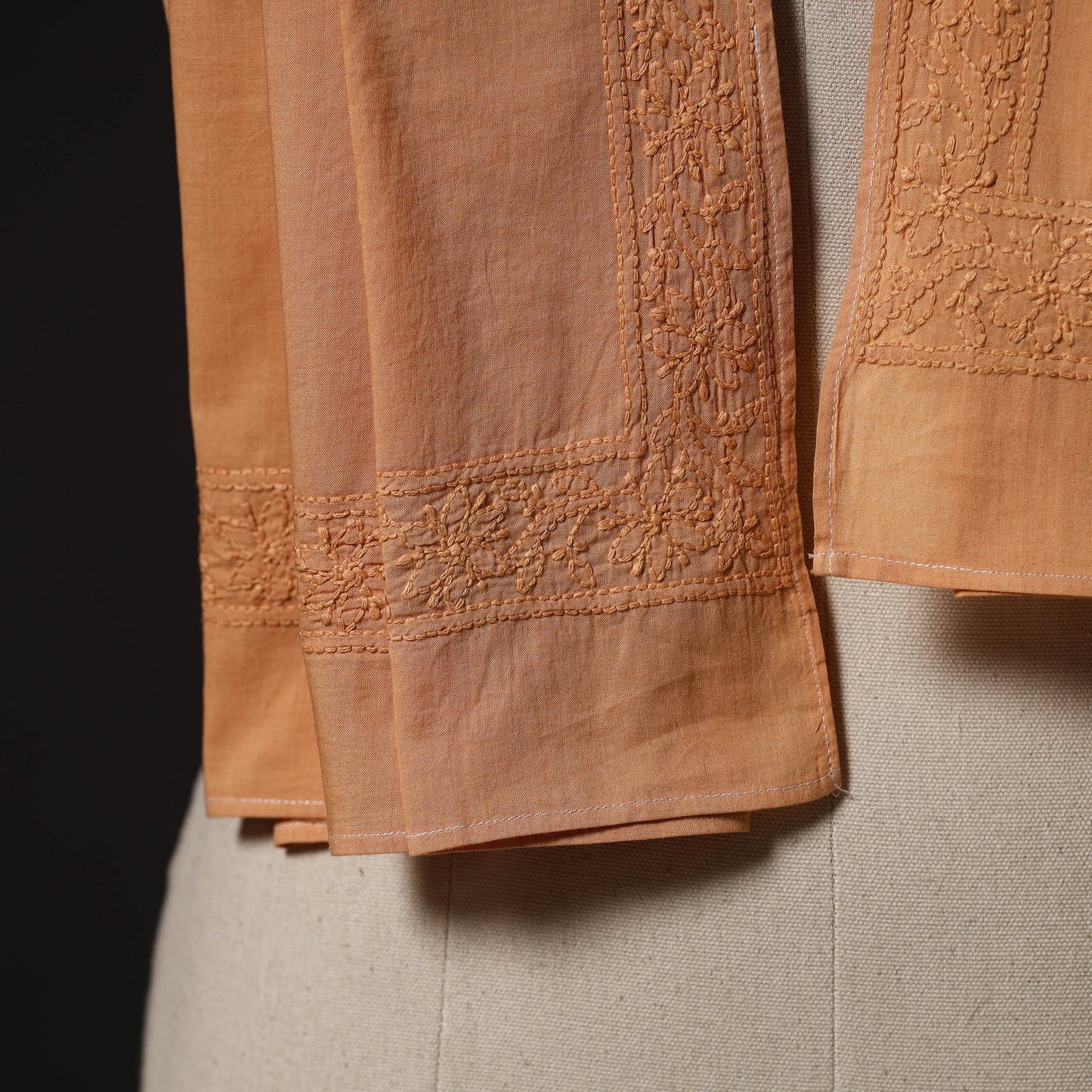 Orange - hand embroidered lucknow chikankari cotton stole