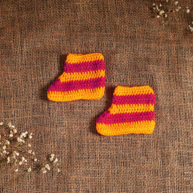 Orange - hand knitted woollen socks for kids (6-12 months)