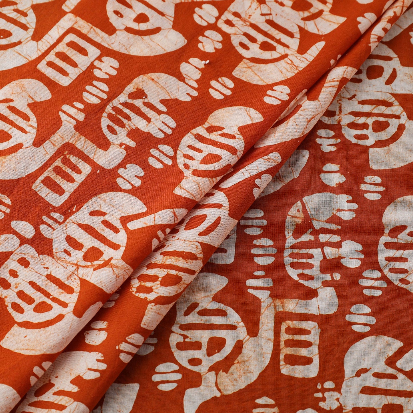  Orange Hand Printed Cotton Batik Fabric