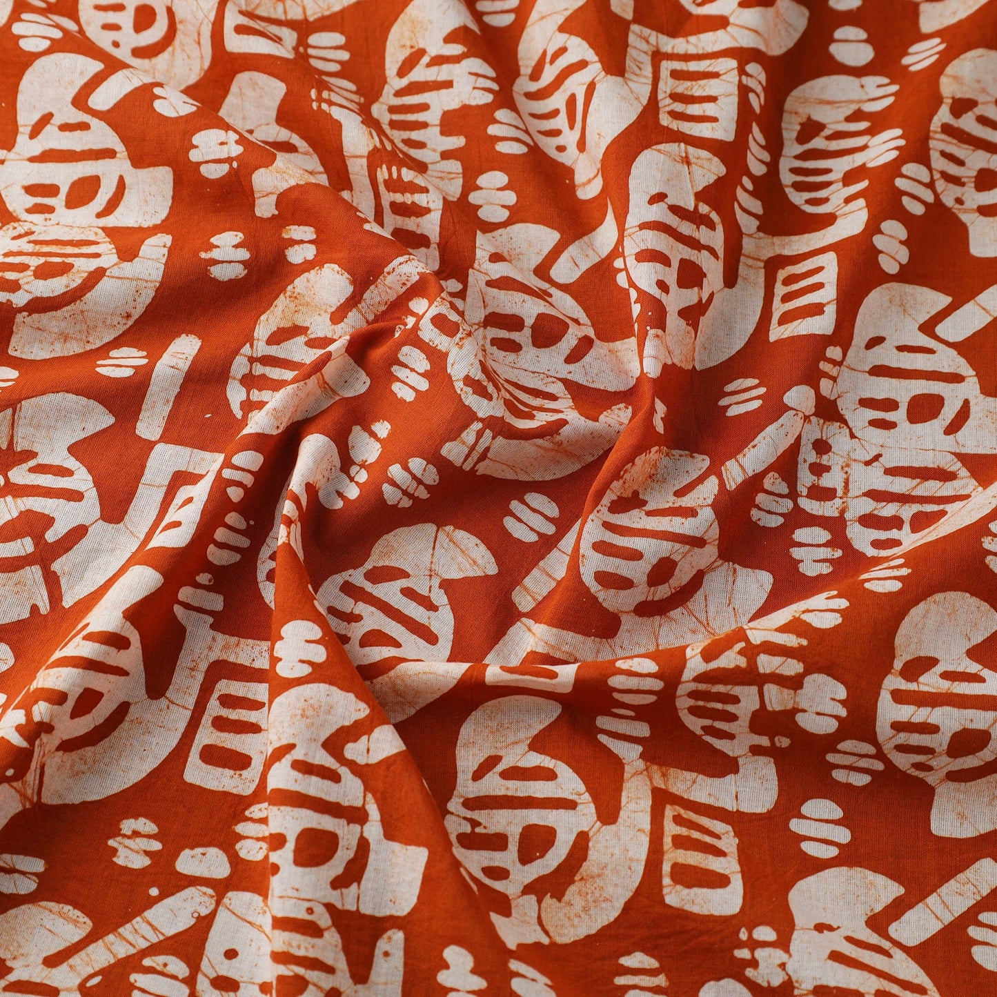  Orange Hand Printed Cotton Batik Fabric