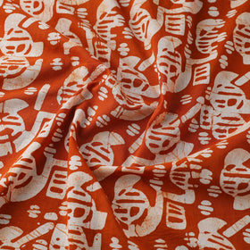  Orange Hand Printed Cotton Batik Fabric