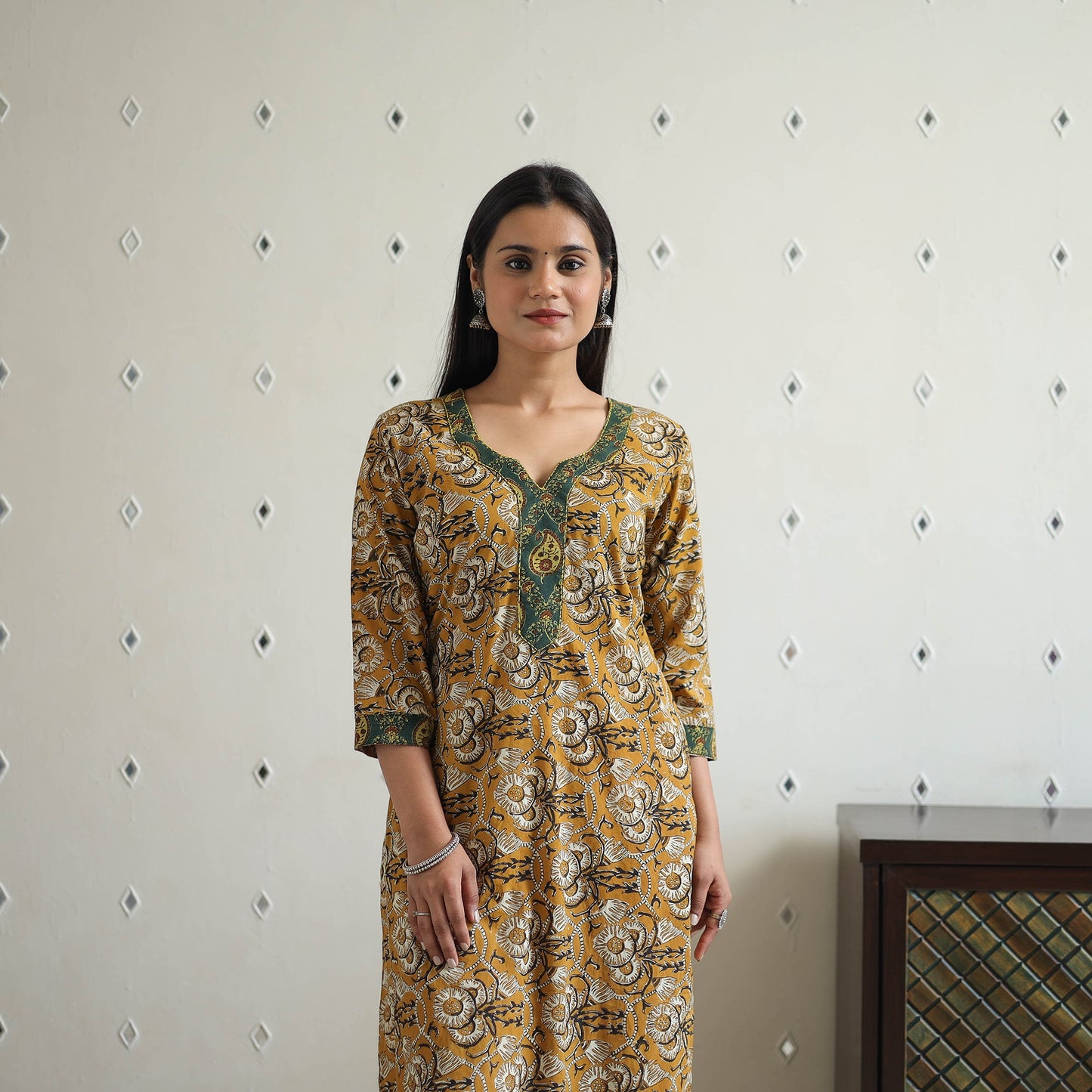 Buy Hand Block Printed Cotton Straight Bagru Kurta