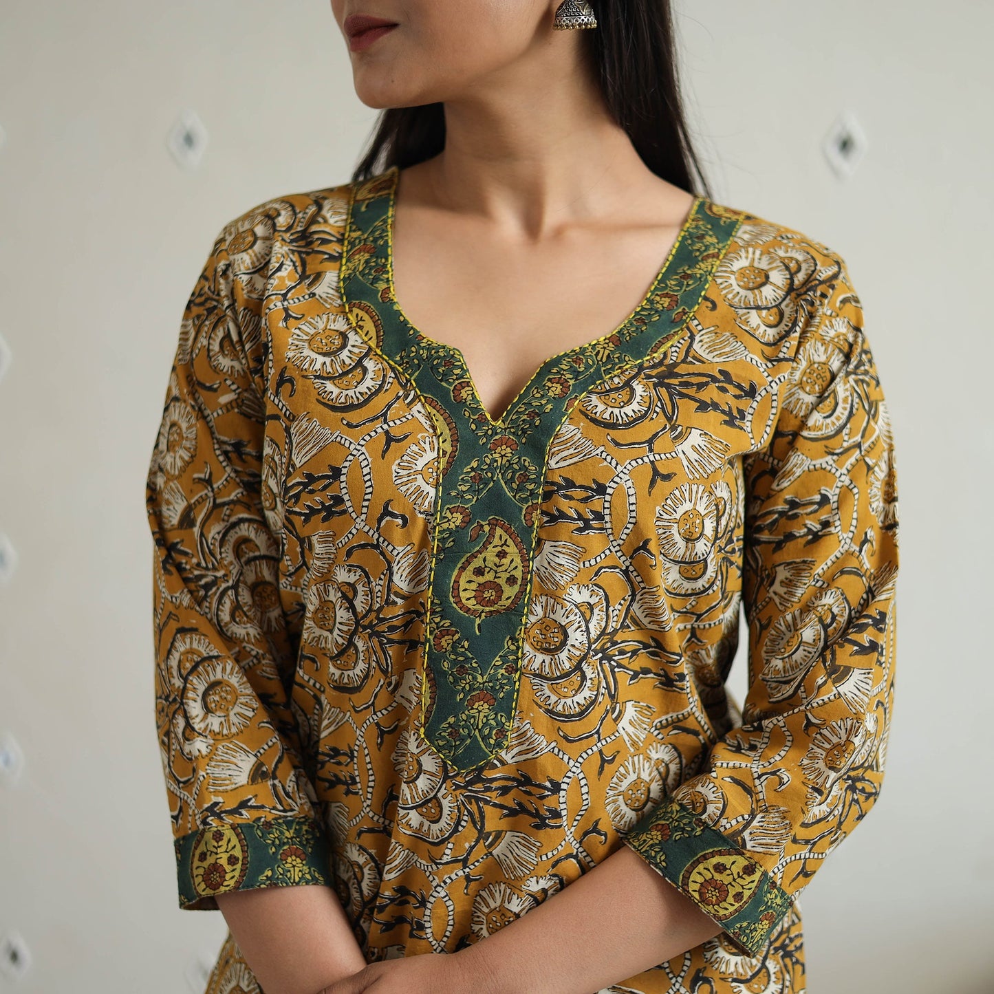 Buy Hand Block Printed Cotton Straight Bagru Kurta