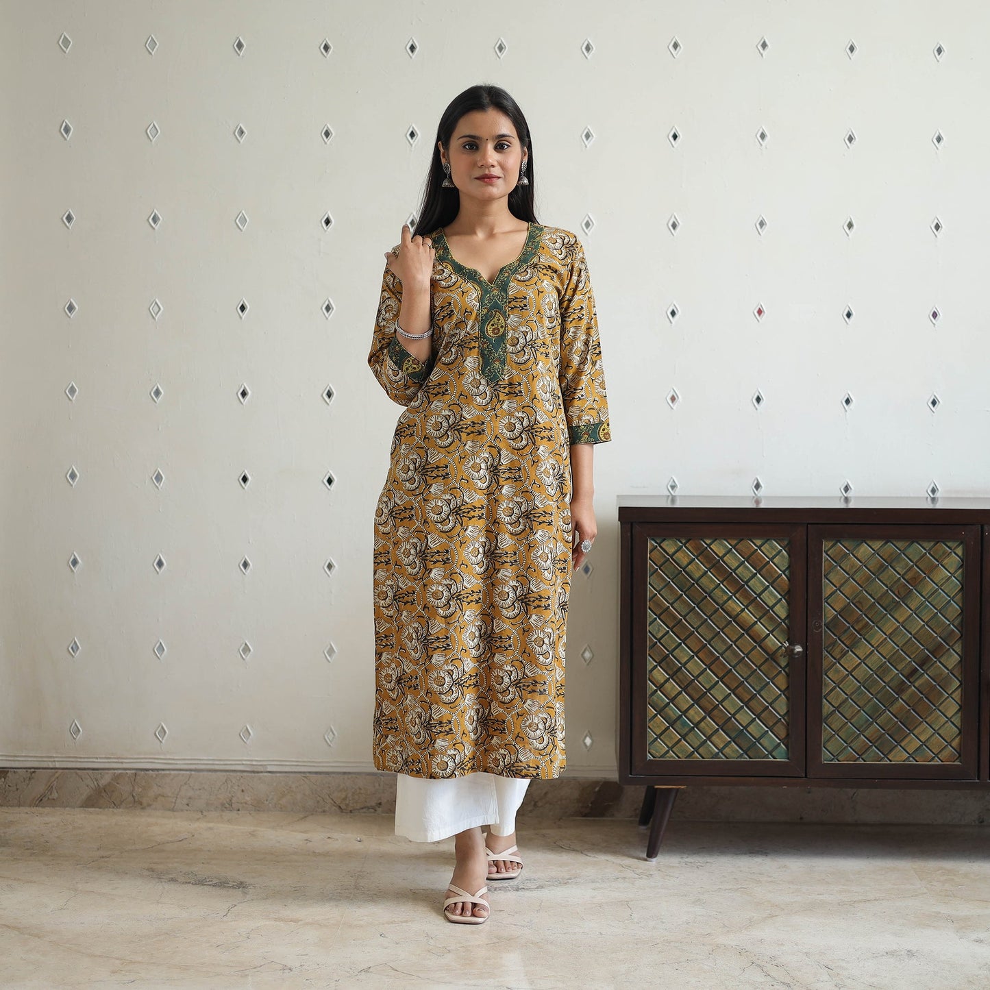 Buy Hand Block Printed Cotton Straight Bagru Kurta
