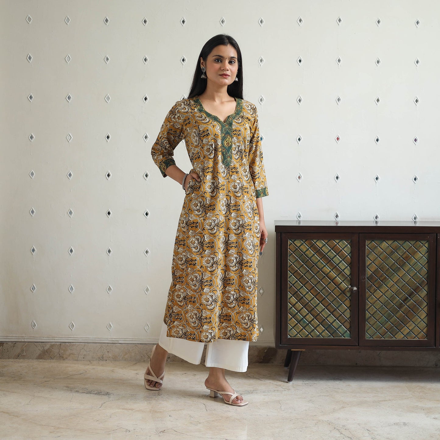 Buy Hand Block Printed Cotton Straight Bagru Kurta