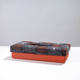 Orange Handcrafted Bengal Kantha Work Tissue Box