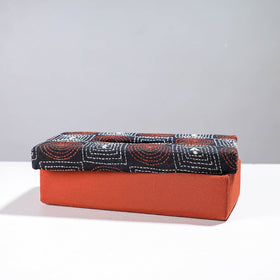 Orange Handcrafted Bengal Kantha Work Tissue Box