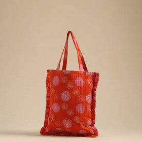 Orange - handcrafted cotton frill jhola bag 62