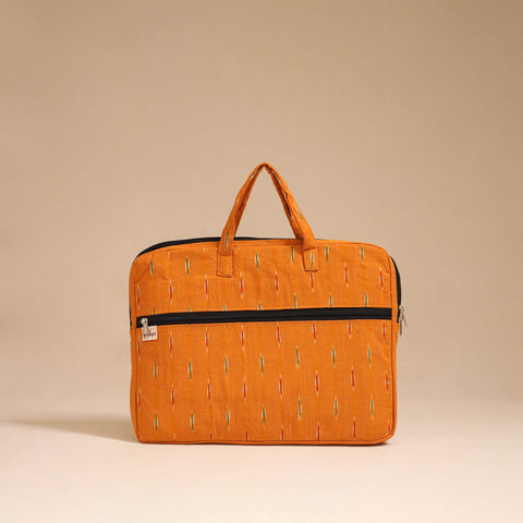 Orange - handcrafted cotton quilted laptop bag 07