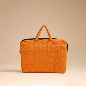 Orange - handcrafted cotton quilted laptop bag 07