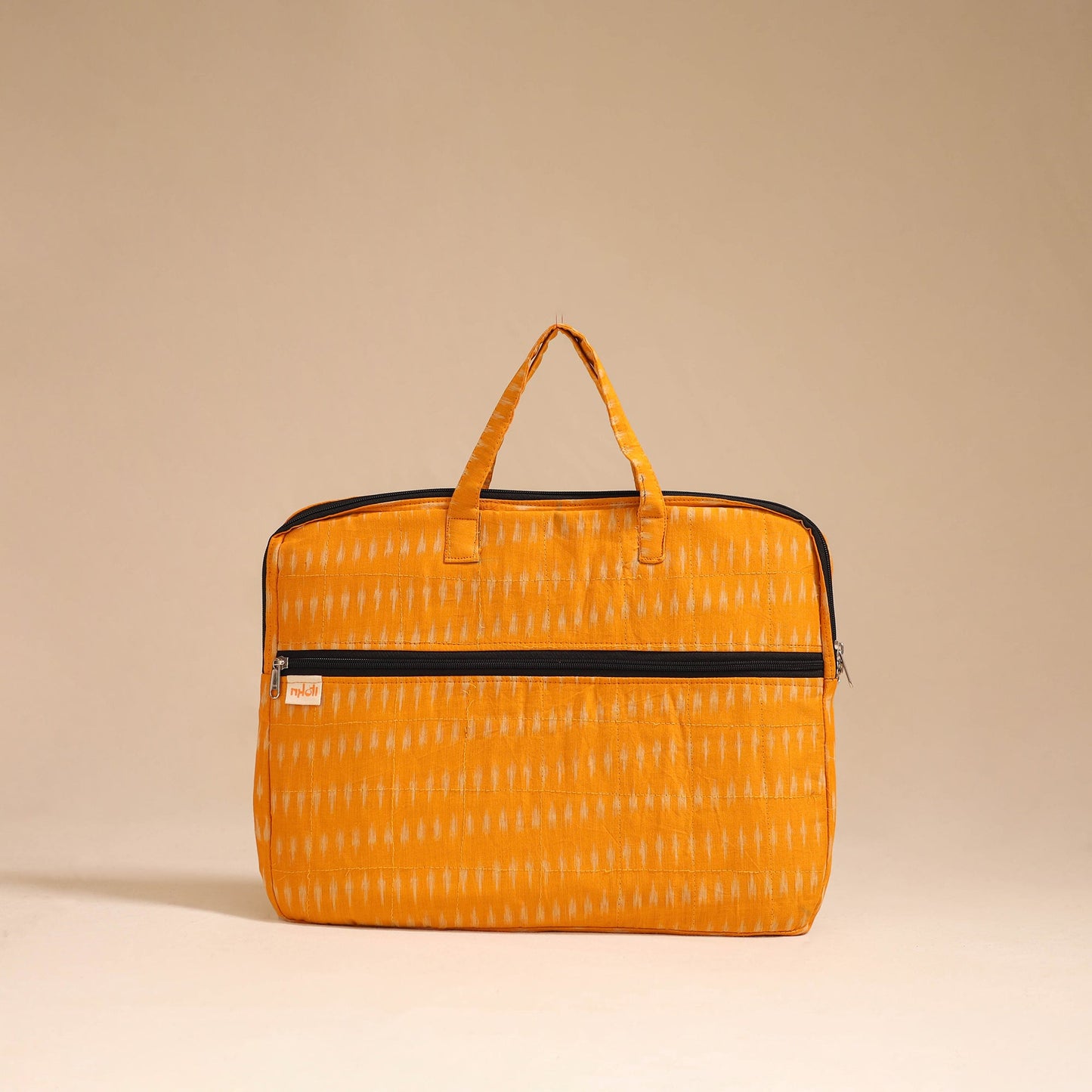 Orange - handcrafted cotton quilted laptop bag 09