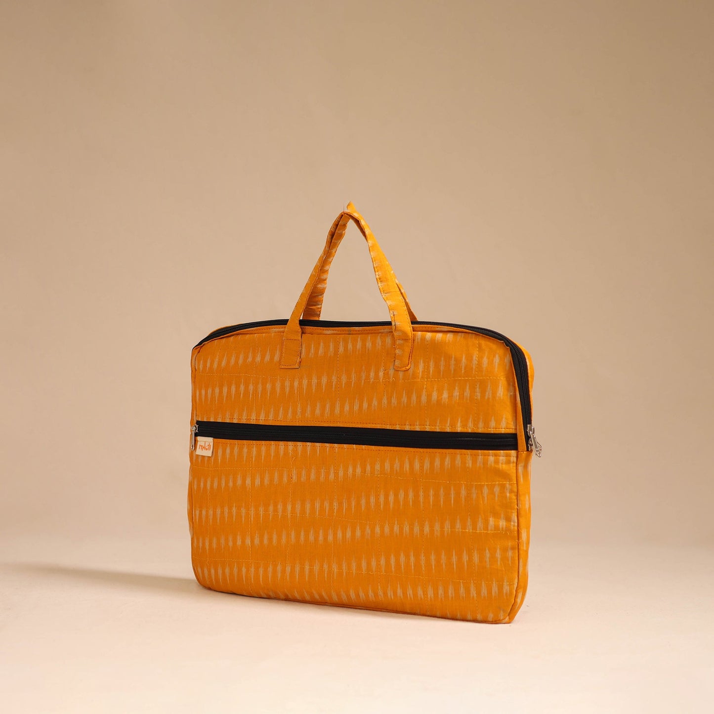 Orange - handcrafted cotton quilted laptop bag 09