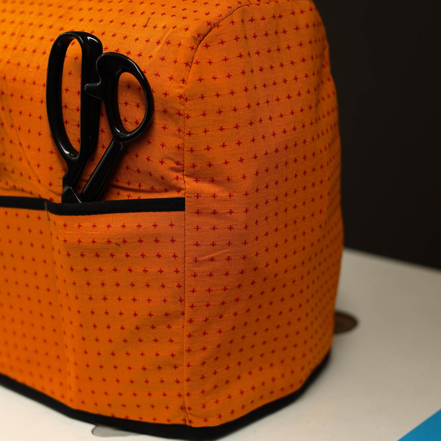 Orange Handcrafted Cotton Sewing Machine Cover 