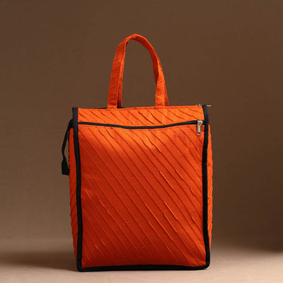 Orange Handcrafted Cotton Shopping Bag 05