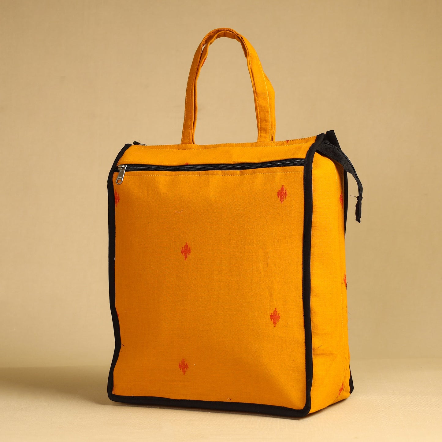 orange Handcrafted Cotton Shopping Bag 09