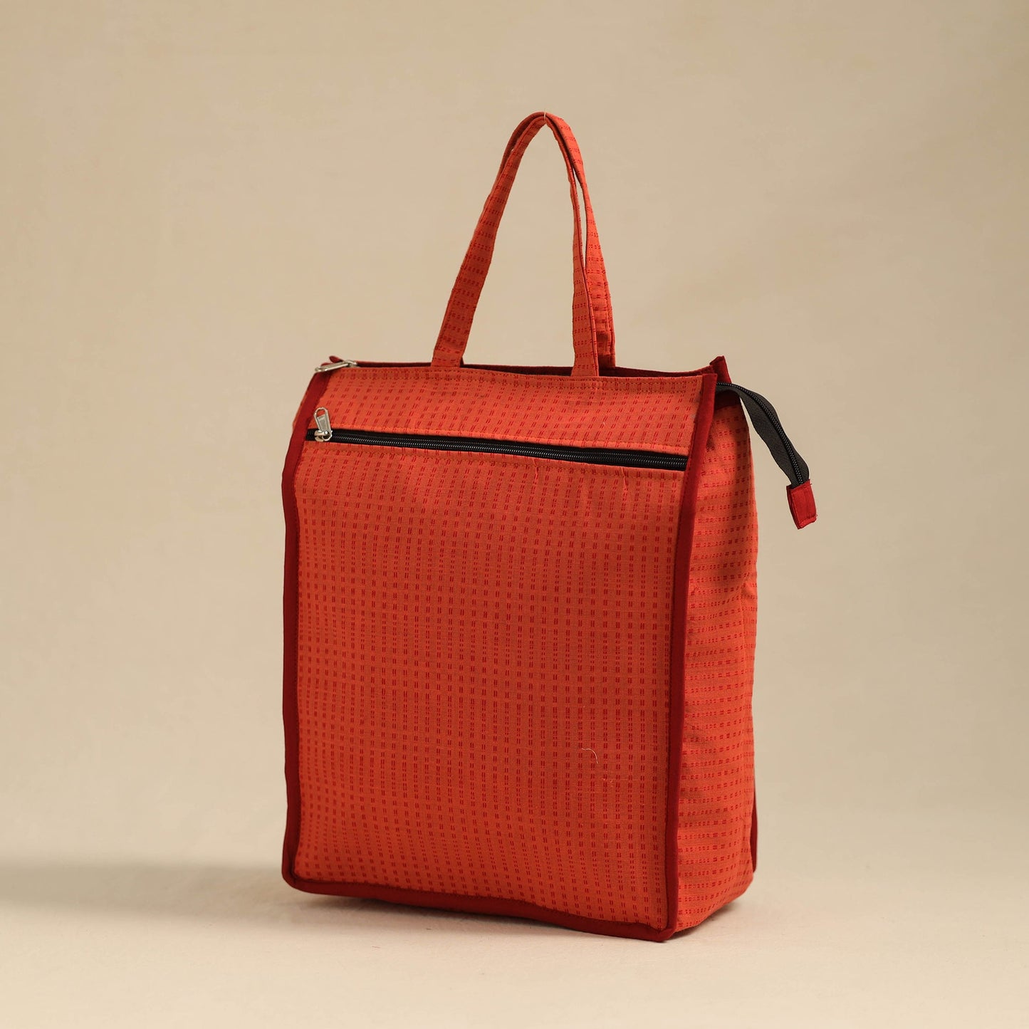 Orange Handcrafted Cotton Shopping Hand Bag