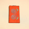 Orange Handcrafted Embroidered Felt Mobile Pouch 