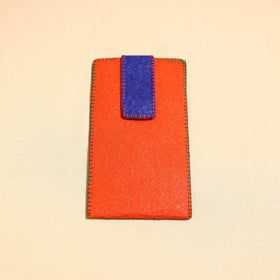 Orange Handcrafted Embroidered Felt Mobile Pouch 