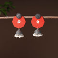 Orange - handcrafted fabart gs jhumki earrings 08