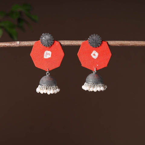 Orange - handcrafted fabart gs jhumki earrings 08