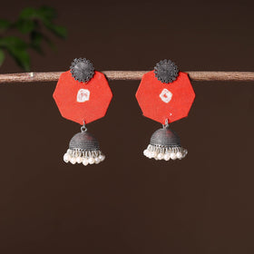 Orange - handcrafted fabart gs jhumki earrings 08