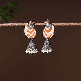 Orange - handcrafted fabart gs jhumki earrings 24