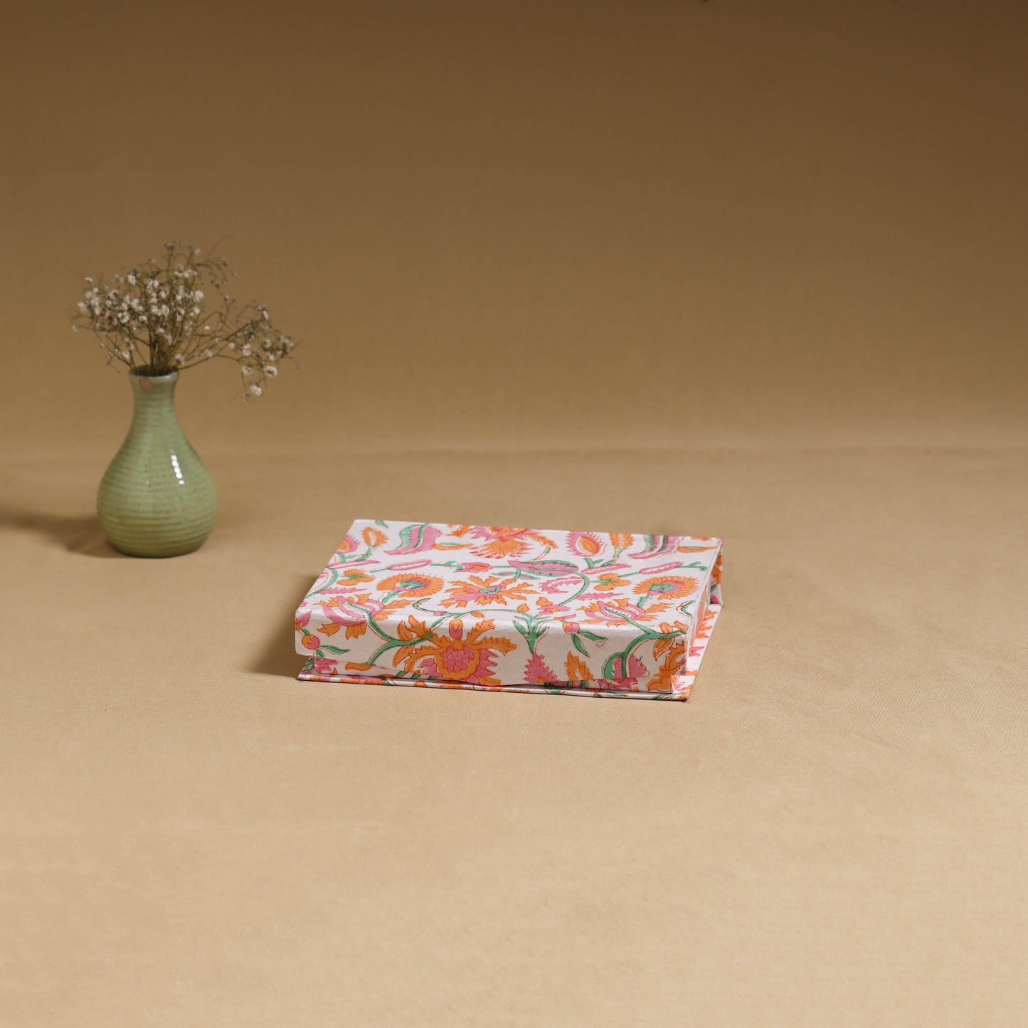 Orange - handcrafted floral organizer stationery kit 61