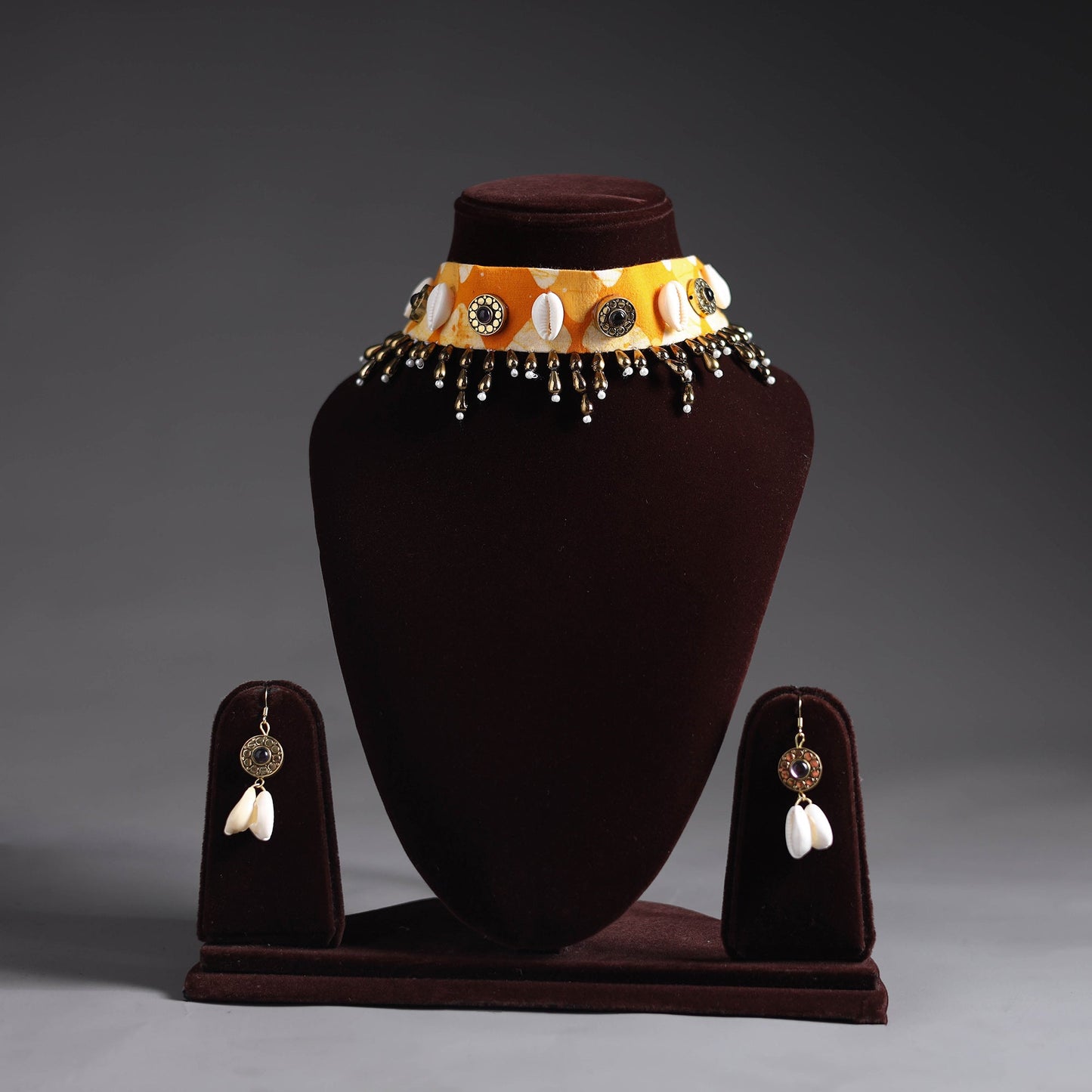 Orange - handcrafted gs fabart choker necklace set 01