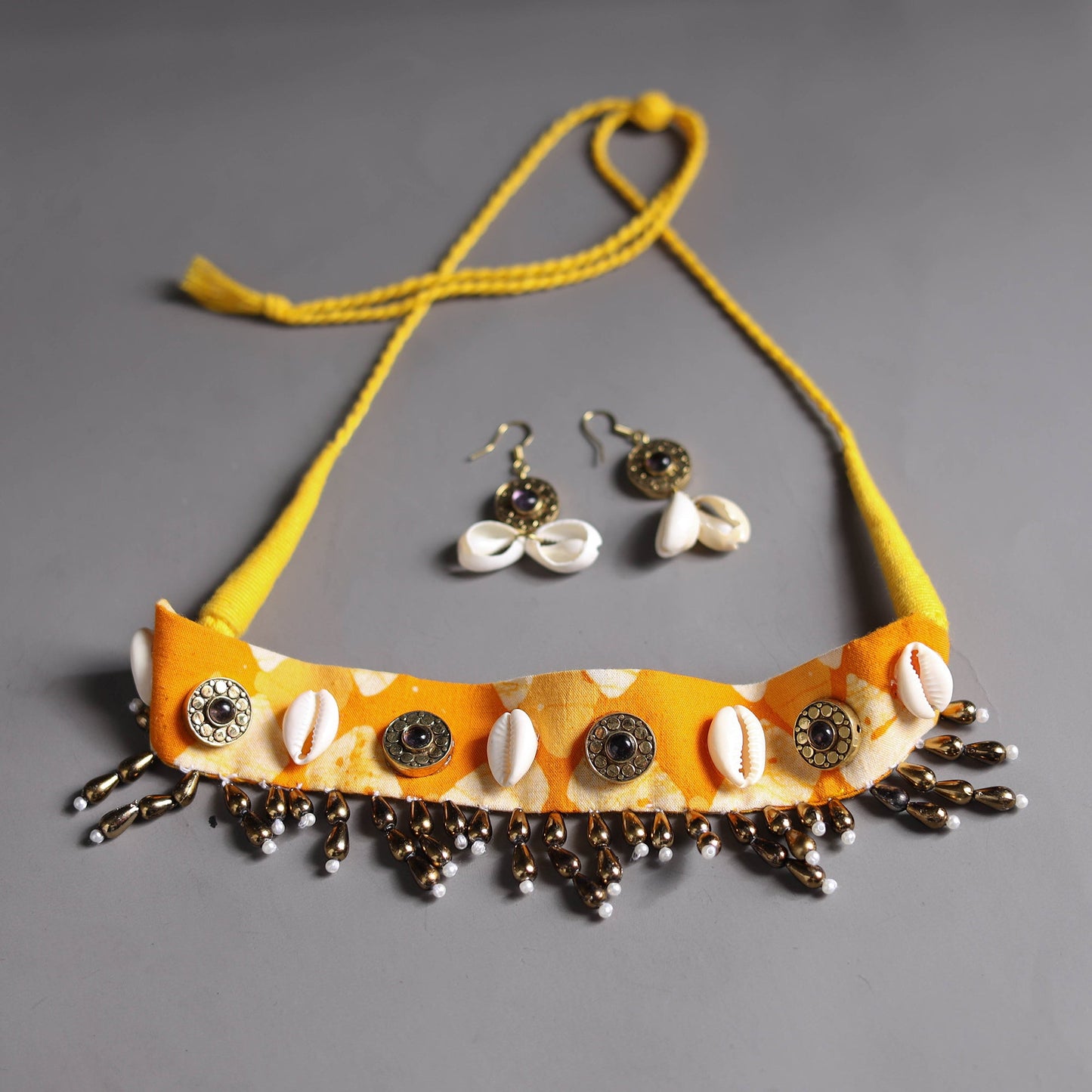 Orange - handcrafted gs fabart choker necklace set 01