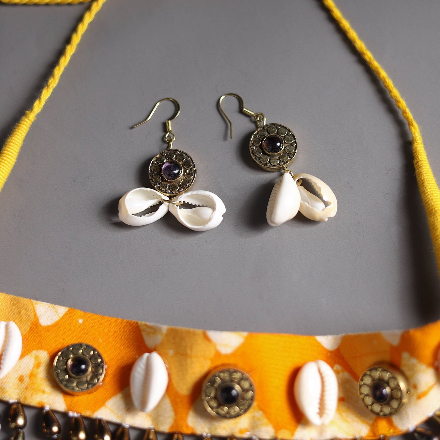 Orange - handcrafted gs fabart choker necklace set 01