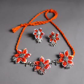 Orange - handcrafted gs fabart choker necklace set 09