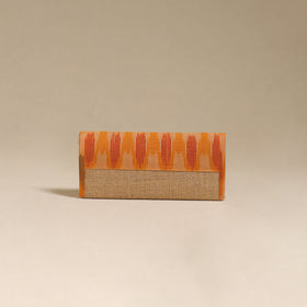 Orange - handcrafted ikat fabric jute clutch / wallet