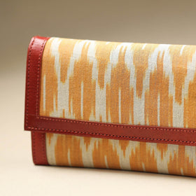 Orange Handcrafted Ikat Weave Leather Wallet