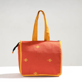 Orange Handcrafted Jacquard Cotton Hand Bag