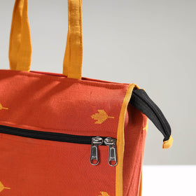 Orange Handcrafted Jacquard Cotton Hand Bag