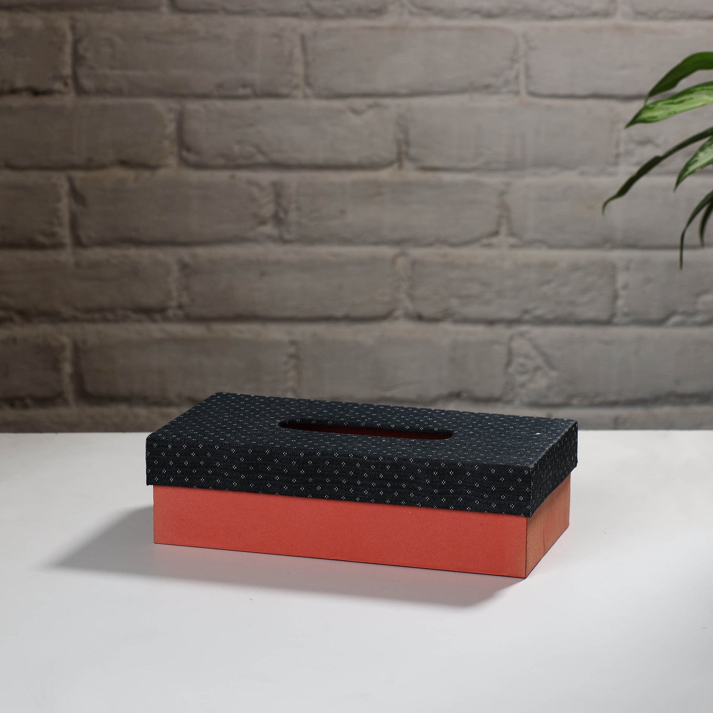 Orange Handcrafted Mashru Silk Fabric Tissue Box 