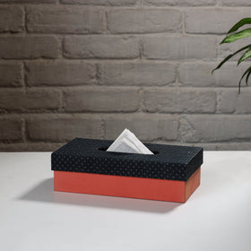Orange Handcrafted Mashru Silk Fabric Tissue Box 
