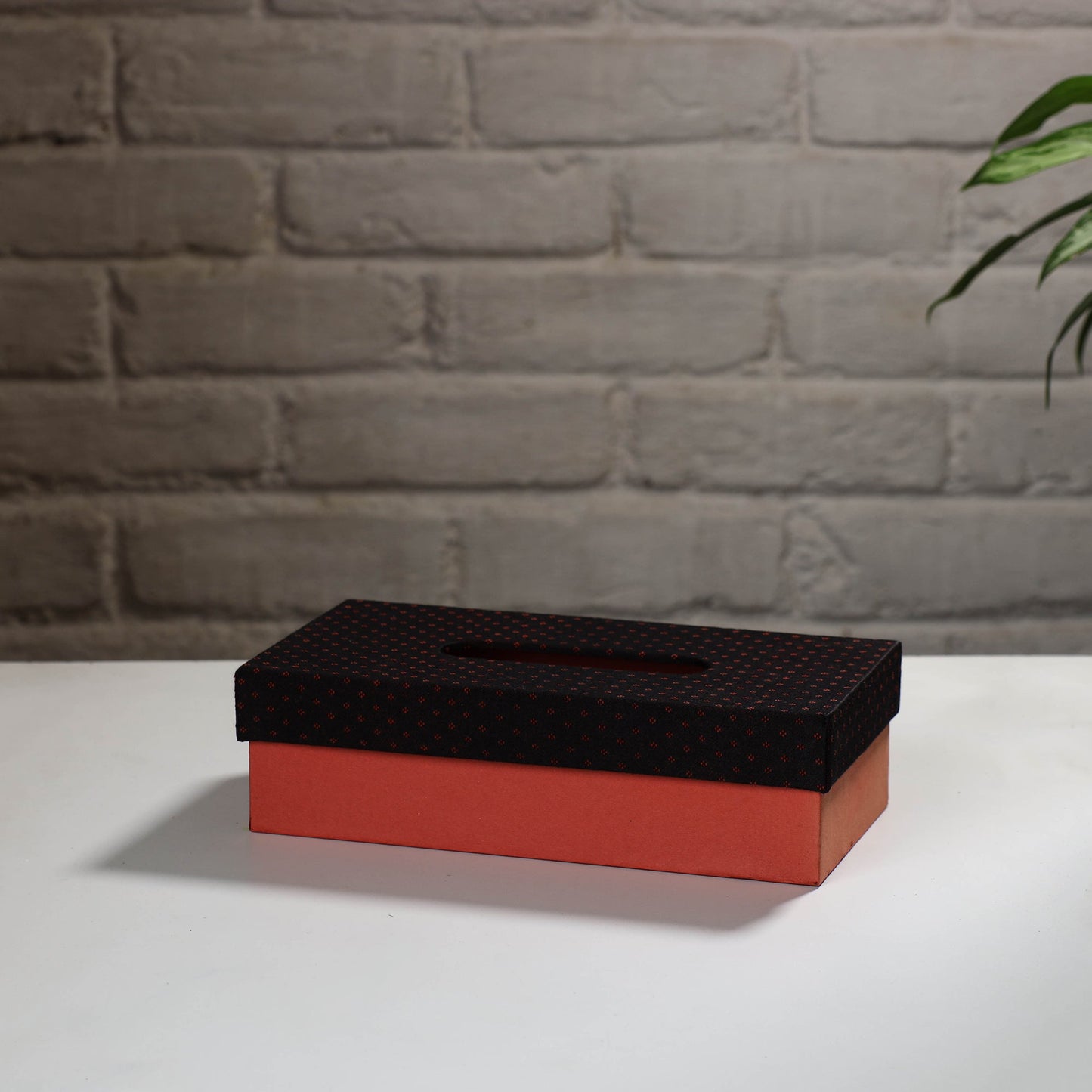 Orange Handcrafted Mashru Silk Fabric Tissue Box 