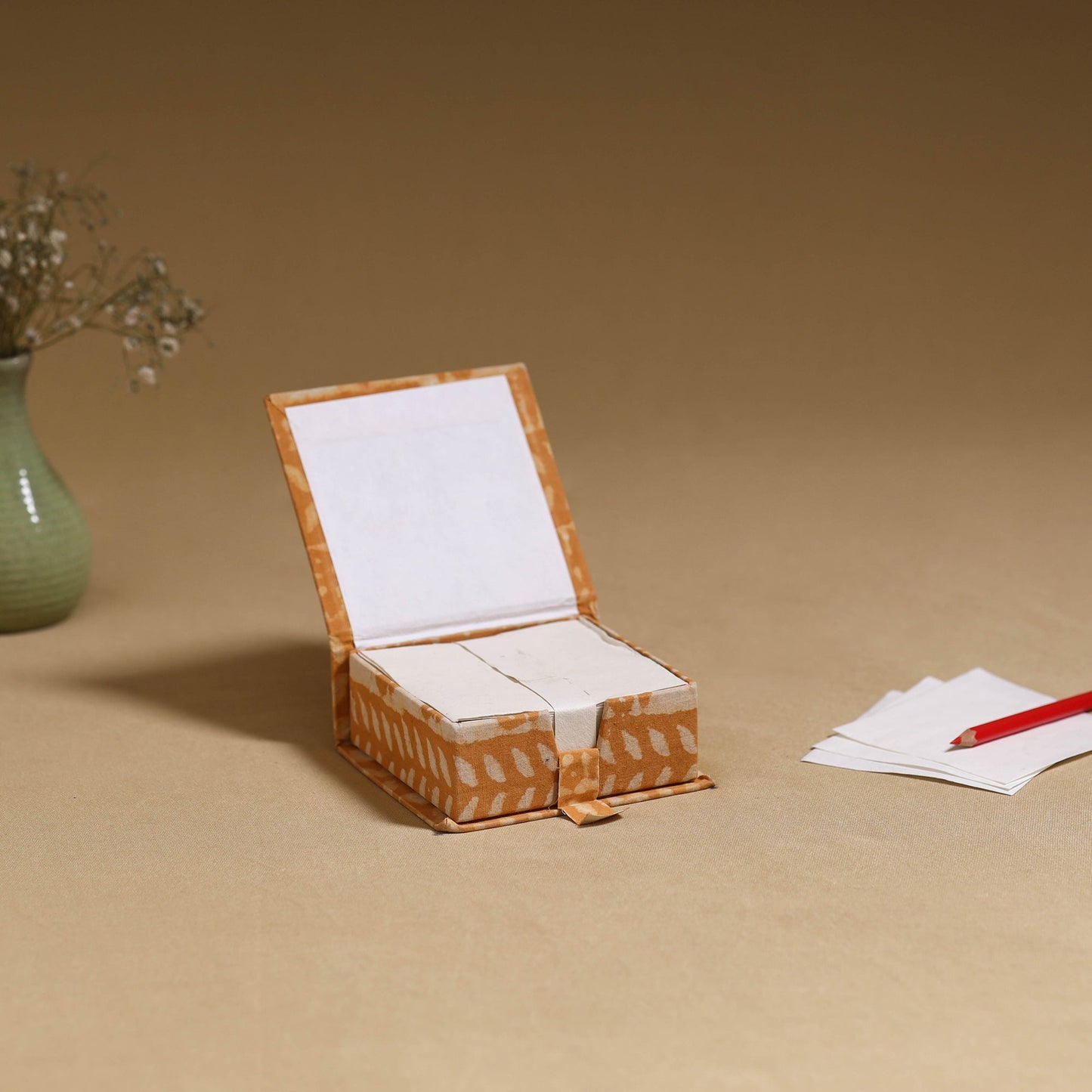 Orange - handcrafted printed card holder with slips 27